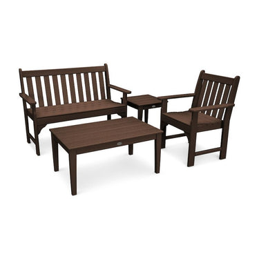 POLYWOOD Vineyard 4-Piece Bench Seating Set - Mahogany